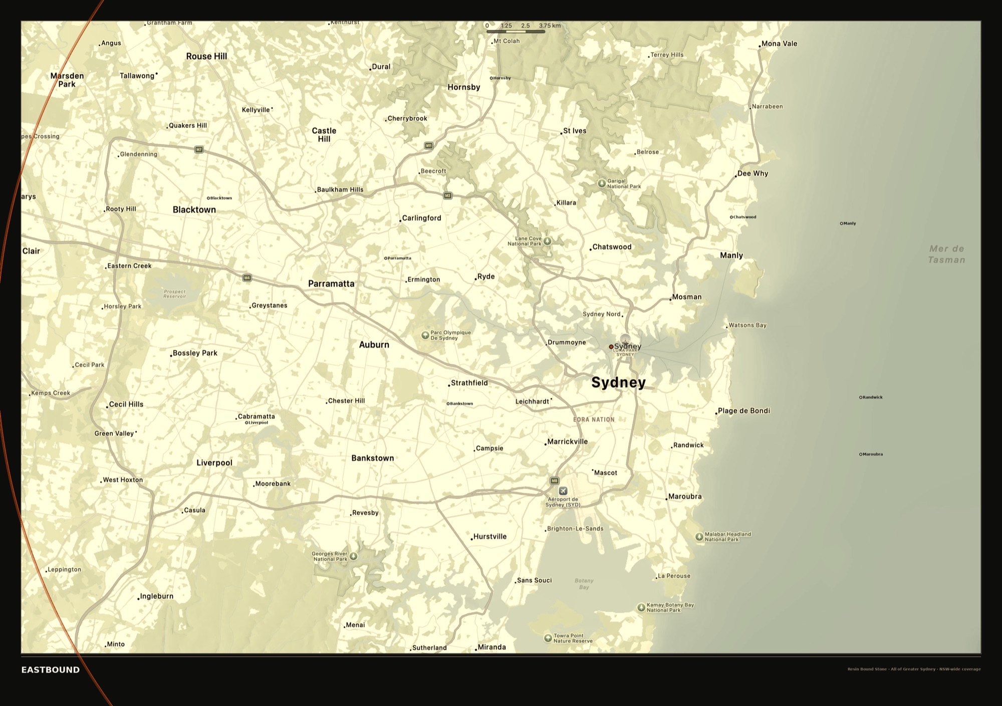 EASTBOUND coverage — Greater Sydney area, NSW-wide on request